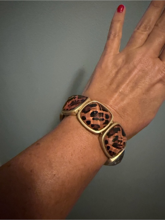 Julie Vos Jewelry - Julie Vos Gold-Tone Leopard Print Stretch Bracelet - Brown